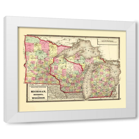 Michigan, Minnesota , Wisconsin - Baltimore 1873 White Modern Wood Framed Art Print by Baltimore