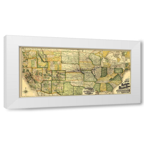 Burlington and Missouri River Railroad 1882 White Modern Wood Framed Art Print by Rand McNally