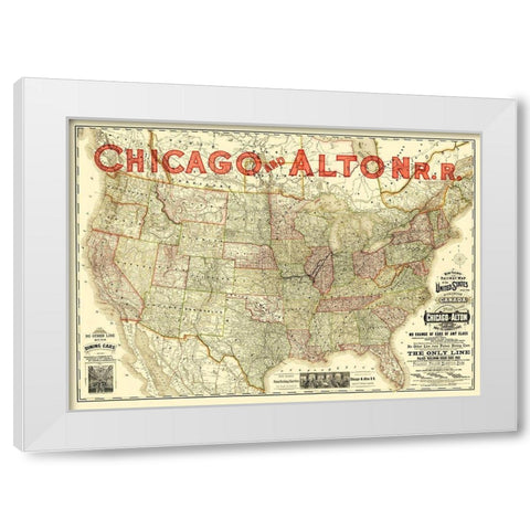 Chicago and Alton Railroad - Rand McNally 1883 White Modern Wood Framed Art Print by Rand McNally