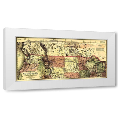 Northern Pacific, Lake Superior to Pacific 1868 White Modern Wood Framed Art Print by Colton