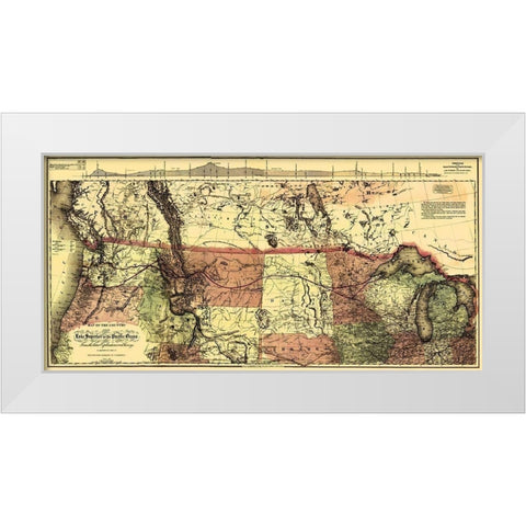 Northern Pacific, Lake Superior to Pacific 1868 White Modern Wood Framed Art Print by Colton