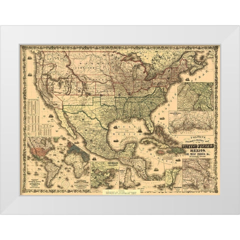 Railroads and Military, US, Mexico, West Indies White Modern Wood Framed Art Print by Colton