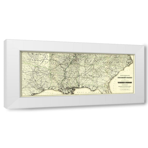 United States Southern Railroads - Colton 1883 White Modern Wood Framed Art Print by Colton