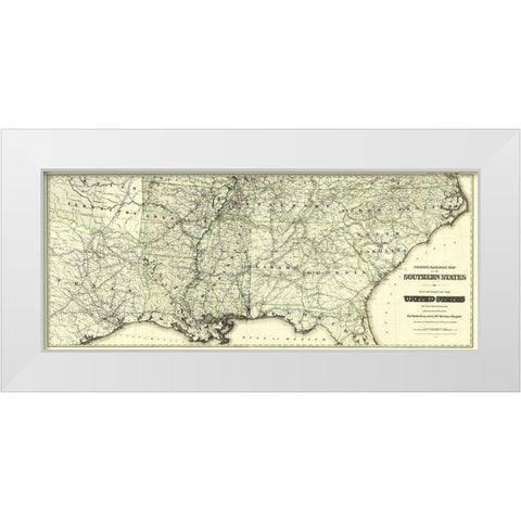 United States Southern Railroads - Colton 1883 White Modern Wood Framed Art Print by Colton