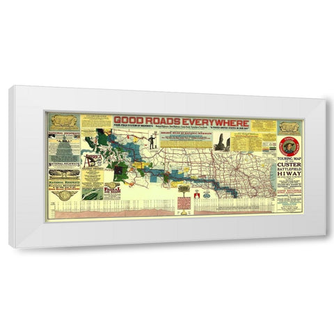 Custer Battlefield Highway - Mulford 1925 White Modern Wood Framed Art Print by Mulford