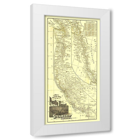 Pacific Coast Steamship Company Routes - 1891 White Modern Wood Framed Art Print by McNally
