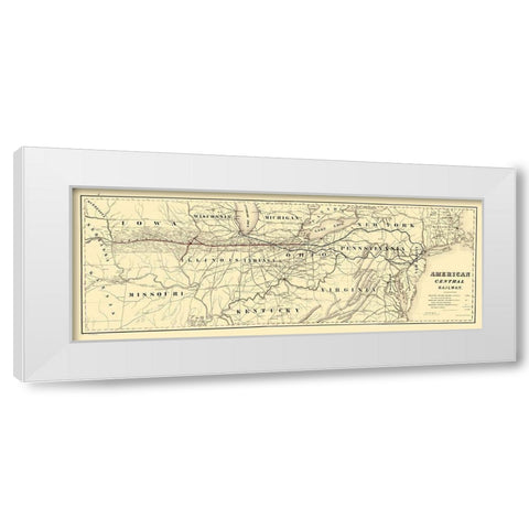 American Central Railway - Bien 1886 White Modern Wood Framed Art Print by Bien
