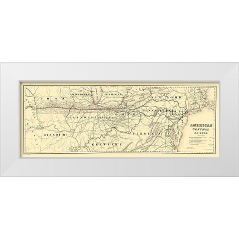 American Central Railway - Bien 1886 White Modern Wood Framed Art Print by Bien