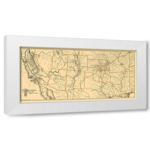 Atchison, Topeka Santa Fe Railway System 1899 White Modern Wood Framed Art Print by American Bank Note