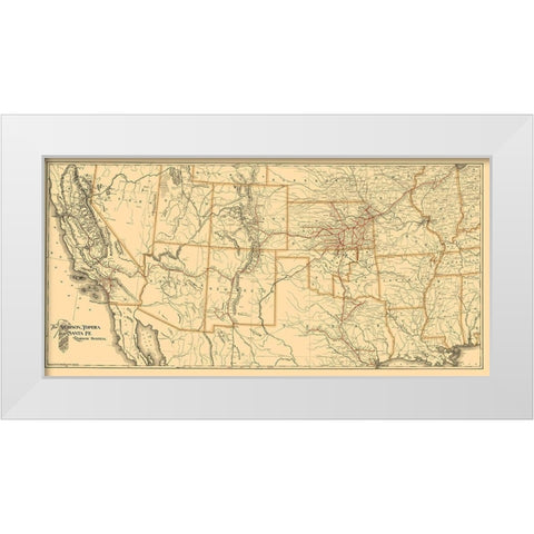 Atchison, Topeka Santa Fe Railway System 1899 White Modern Wood Framed Art Print by American Bank Note