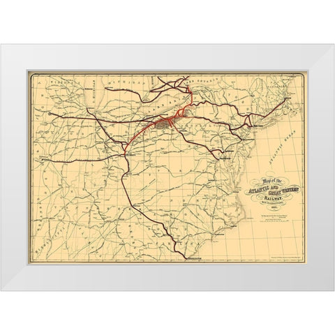 Atlantic and Great Western Railway - Bihan 1866 White Modern Wood Framed Art Print by Bihan