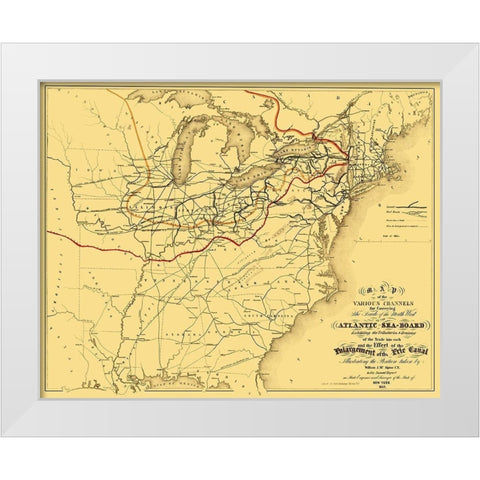 Atlantic Seaboard Trade Routes - Alpine 1853 White Modern Wood Framed Art Print by Alpine