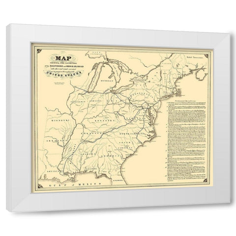 Baltimore and Ohio Railroad with Connections 1840 White Modern Wood Framed Art Print by Weber