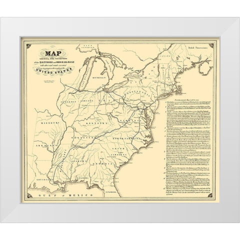 Baltimore and Ohio Railroad with Connections 1840 White Modern Wood Framed Art Print by Weber