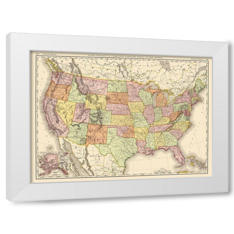 United States of America - Rand McNally 1897 White Modern Wood Framed Art Print by Rand McNally