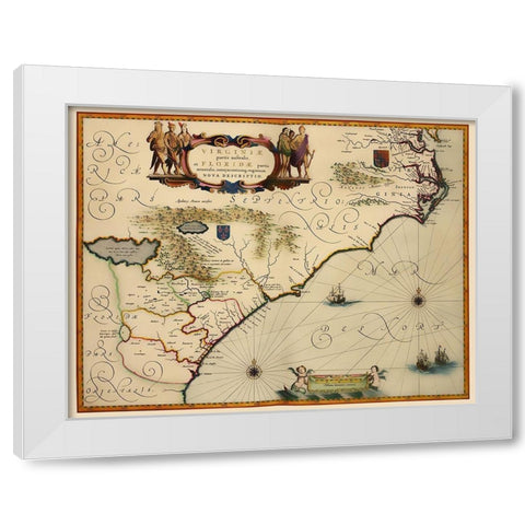 Southeast United States - Blaeu 1640 White Modern Wood Framed Art Print by Blaeu