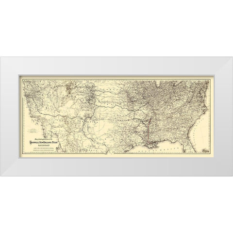 Louisville, New Orleans and Texas Railroad 1883 White Modern Wood Framed Art Print by Colton
