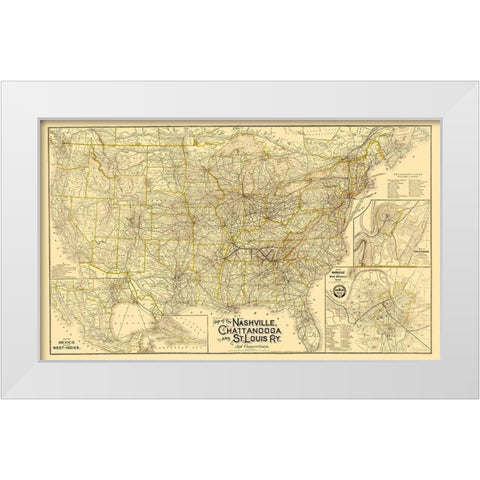 Nashville, Chattanooga and St Louis Railway 1889 White Modern Wood Framed Art Print by Danley
