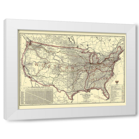 United States Transportation Lines 1921 White Modern Wood Framed Art Print by Rand McNally