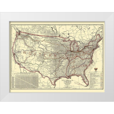 United States Transportation Lines 1921 White Modern Wood Framed Art Print by Rand McNally