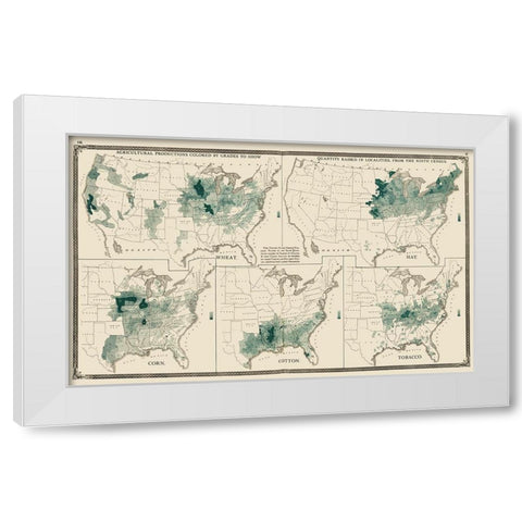 US Agriculture Production - Baskin 1876 White Modern Wood Framed Art Print by Baskin