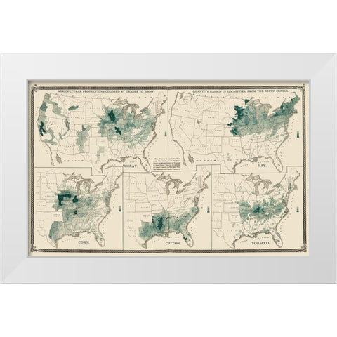 US Agriculture Production - Baskin 1876 White Modern Wood Framed Art Print by Baskin