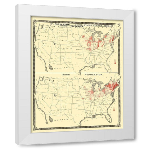 US Immigrant Distribution - Baskin 1876 White Modern Wood Framed Art Print by Baskin