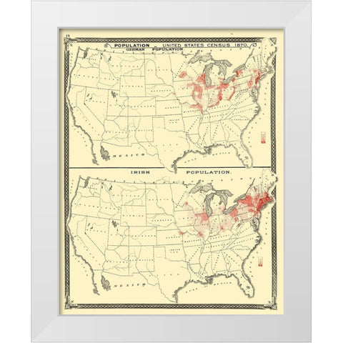 US Immigrant Distribution - Baskin 1876 White Modern Wood Framed Art Print by Baskin