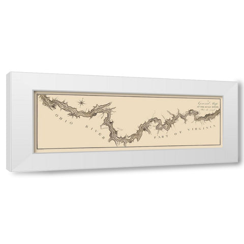 Ohio River - Collot 1796 White Modern Wood Framed Art Print by Collot