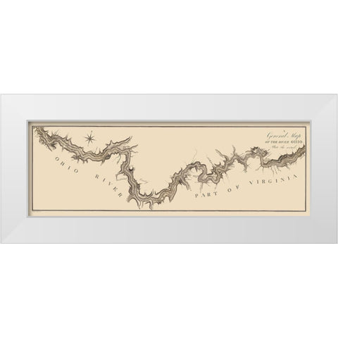 Ohio River - Collot 1796 White Modern Wood Framed Art Print by Collot