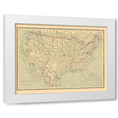 United States - Cram 1889 White Modern Wood Framed Art Print by Cram
