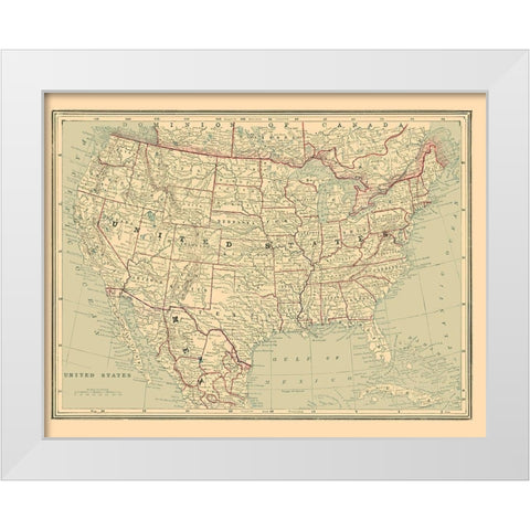 United States - Cram 1889 White Modern Wood Framed Art Print by Cram