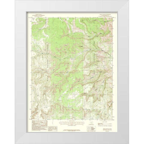 Bear Canyon Utah Quad - USGS 1987 White Modern Wood Framed Art Print by USGS
