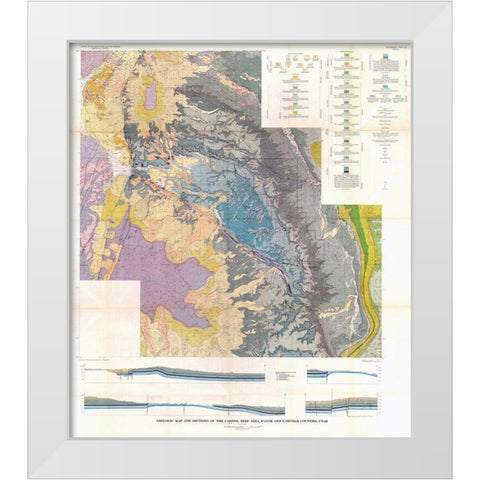Captiol Reef Wayne Garfield Counties Utah White Modern Wood Framed Art Print by USGS