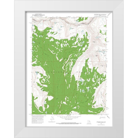 Explorer Peak Utah Quad - USGS 1967 White Modern Wood Framed Art Print by USGS