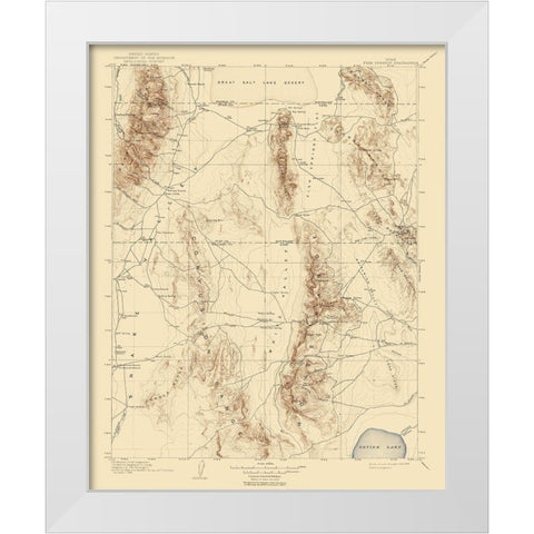 Fish Springs Utah Quad - USGS 1910 White Modern Wood Framed Art Print by USGS