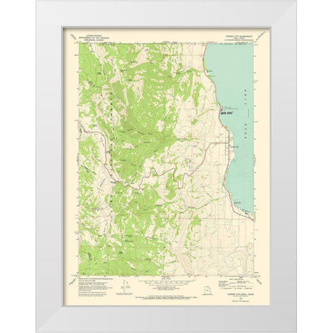 Garden City Utah Quad - USGS 1969 White Modern Wood Framed Art Print by USGS