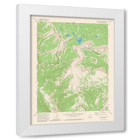 Grandaddy Lake Utah Quad - USGS 1972 White Modern Wood Framed Art Print by USGS