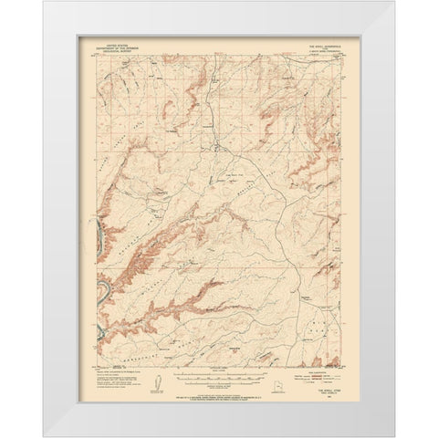 Knoll Utah Quad - USGS 1954 White Modern Wood Framed Art Print by USGS