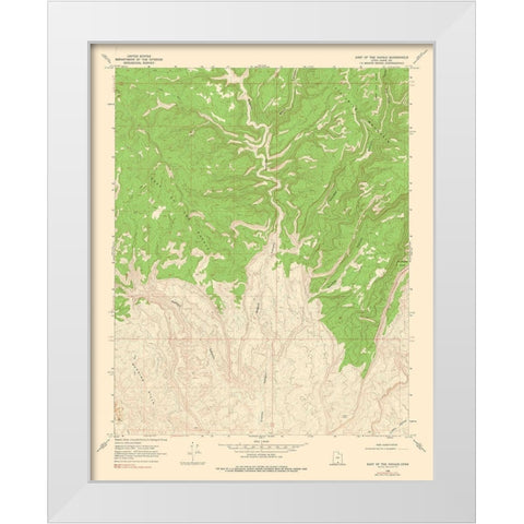 East of the Navajo Utah Quad - USGS 1968 White Modern Wood Framed Art Print by USGS