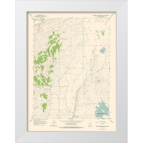 North West Neponset Reservoir Utah Quad - USGS White Modern Wood Framed Art Print by USGS