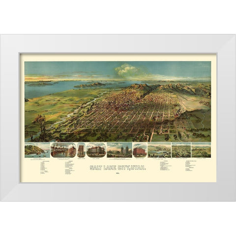 Salt Lake City Utah - American Pub Co 1891 White Modern Wood Framed Art Print by American Pub Co