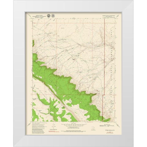 Sooner Bench Utah Quad - USGS 1954 White Modern Wood Framed Art Print by USGS