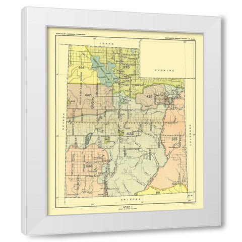 Utah - Great Salt Lake - Hoen 1896 White Modern Wood Framed Art Print by Hoen