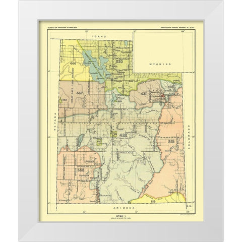 Utah - Great Salt Lake - Hoen 1896 White Modern Wood Framed Art Print by Hoen