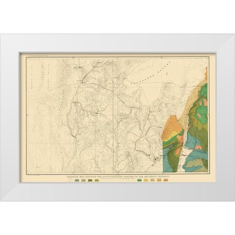 Mesozoic Terraces South Western Portion - USGS White Modern Wood Framed Art Print by USGS