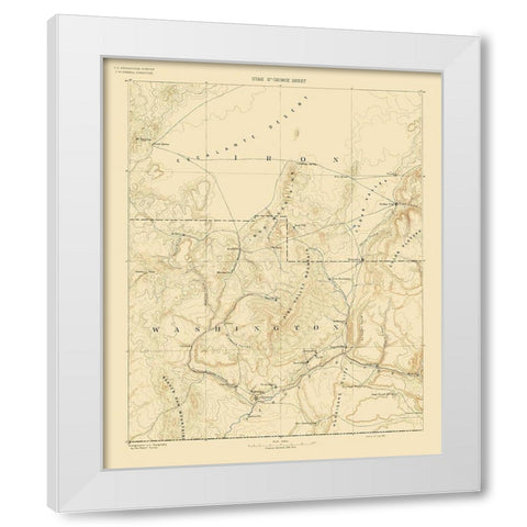 St George Utah Sheet - USGS 1891 White Modern Wood Framed Art Print by USGS
