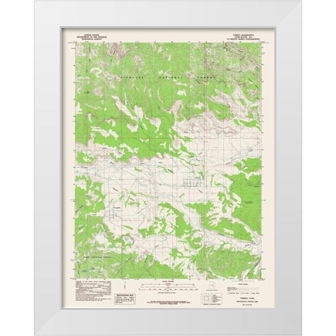 Torrey Utah Quad - USGS 1985 White Modern Wood Framed Art Print by USGS