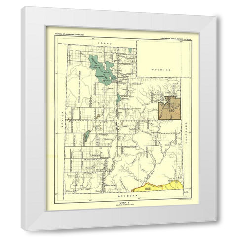 Utah - Hoen 1896 White Modern Wood Framed Art Print by Hoen