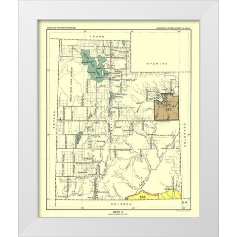 Utah - Hoen 1896 White Modern Wood Framed Art Print by Hoen
